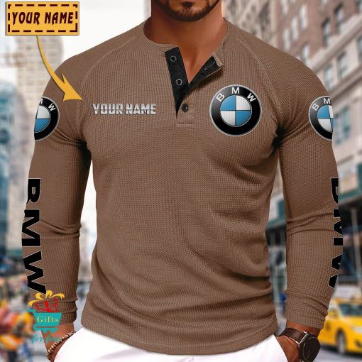 BMW Custom Name New Edition Henley Long Sleeve Shirt