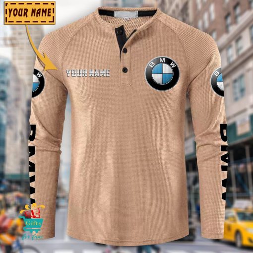 BMW Custom Name New Edition Henley Long Sleeve Shirt