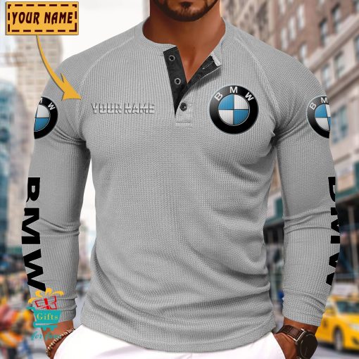 BMW Custom Name New Edition Henley Long Sleeve Shirt