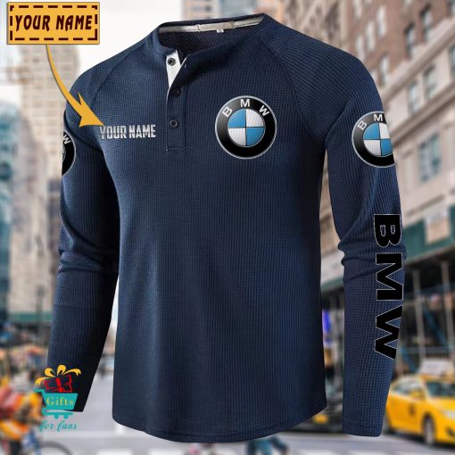 BMW Custom Name New Edition Henley Long Sleeve Shirt