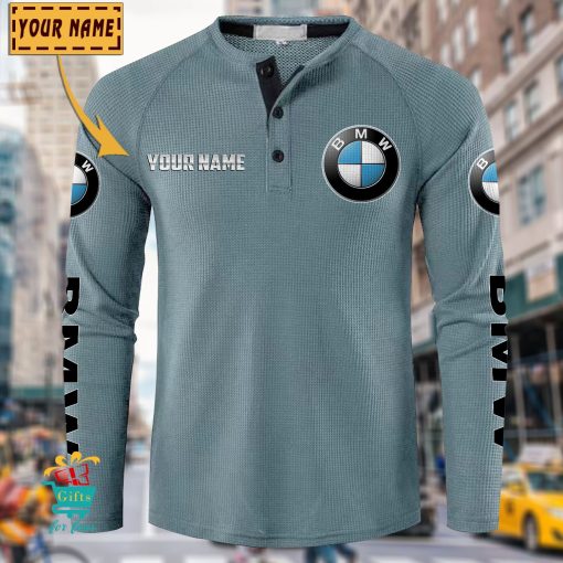 BMW Custom Name New Edition Henley Long Sleeve Shirt