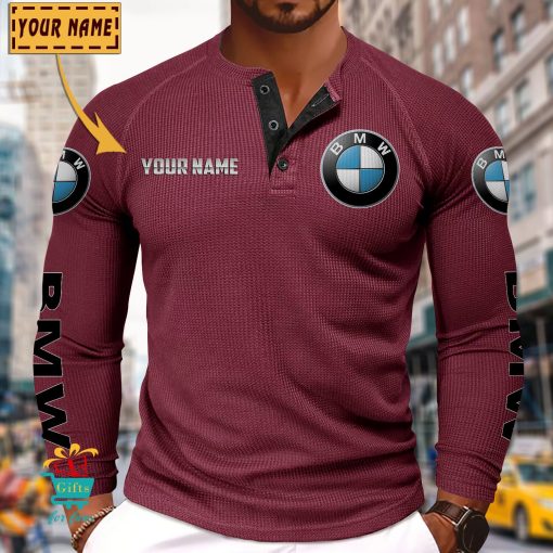BMW Custom Name New Edition Henley Long Sleeve Shirt