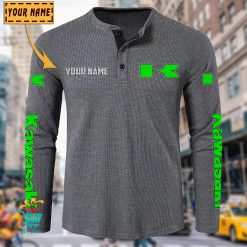 Kawasaki Custom Name New Edition Henley Long Sleeve Shirt