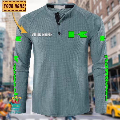 Kawasaki Custom Name New Edition Henley Long Sleeve Shirt