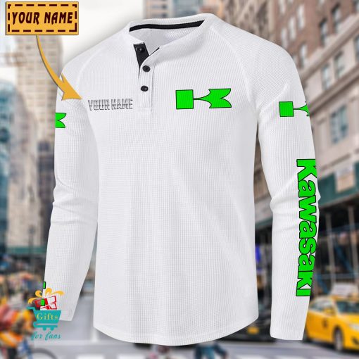 Kawasaki Custom Name New Edition Henley Long Sleeve Shirt
