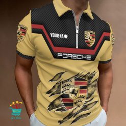 Porsche Custom Name New Design Zipper Polo Shirt