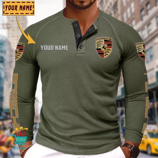 Porsche Custom Name New Edition Henley Long Sleeve Shirt