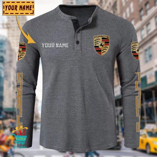 Porsche Custom Name New Edition Henley Long Sleeve Shirt