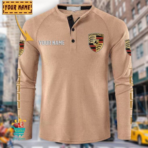 Porsche Custom Name New Edition Henley Long Sleeve Shirt