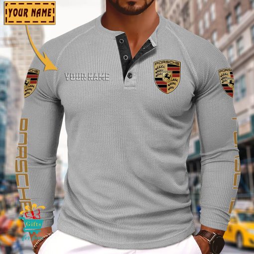 Porsche Custom Name New Edition Henley Long Sleeve Shirt