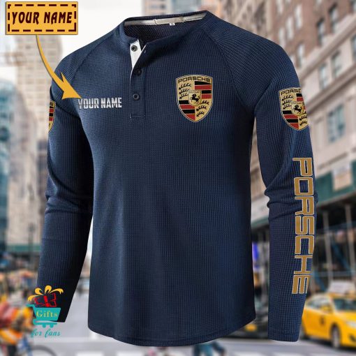 Porsche Custom Name New Edition Henley Long Sleeve Shirt