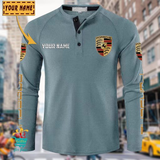Porsche Custom Name New Edition Henley Long Sleeve Shirt