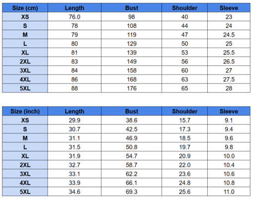 Baseball Jersey Size Chart 