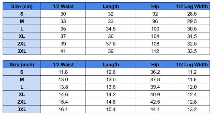 Women Hawaiian Shorts Size Chart 