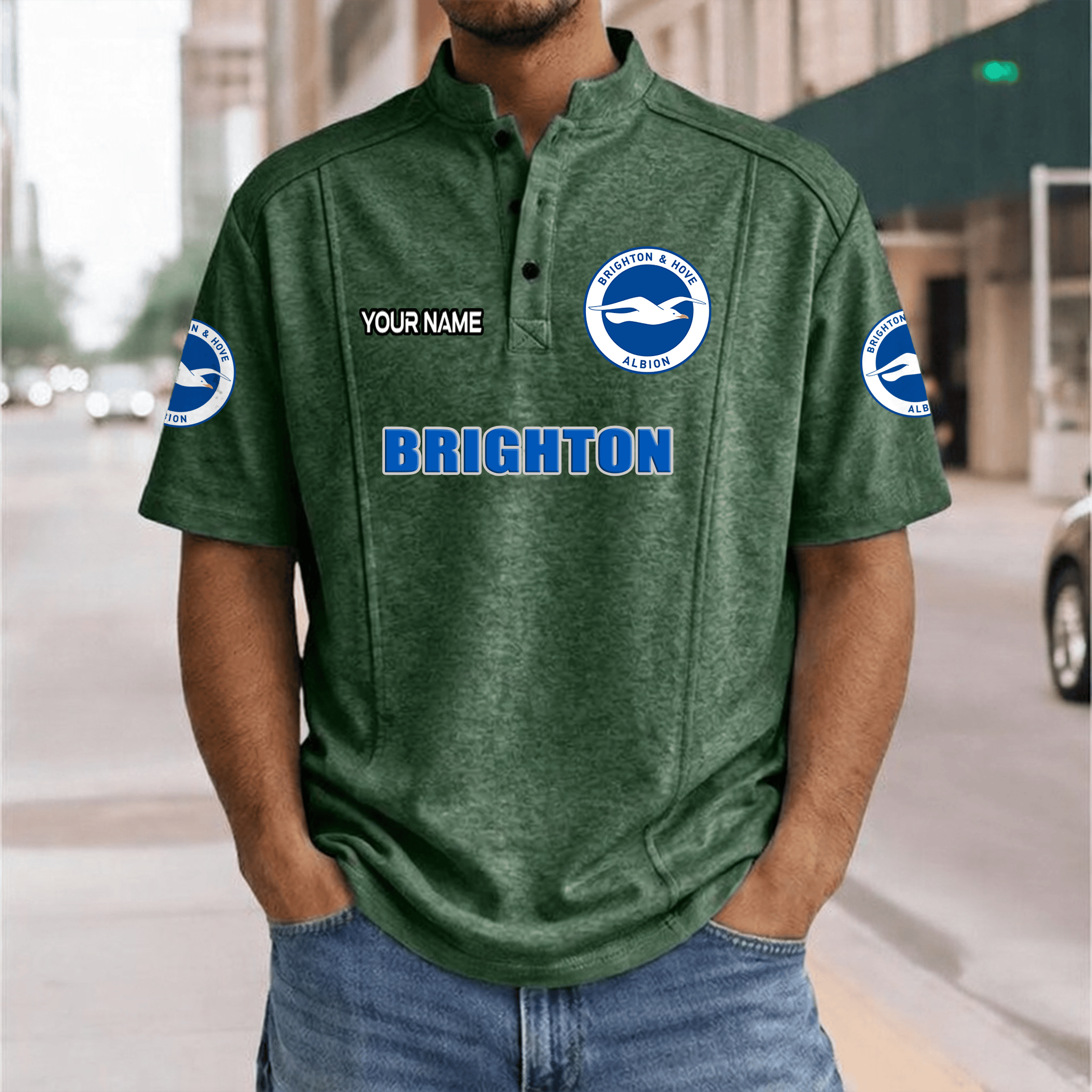 Brighton Hove Albion FC – Henley Polo Shirt Nieuwe Versie with Your Name Brighton Hove Albion FC – Henley Polo Shirt Nieuwe Versie with Your Name