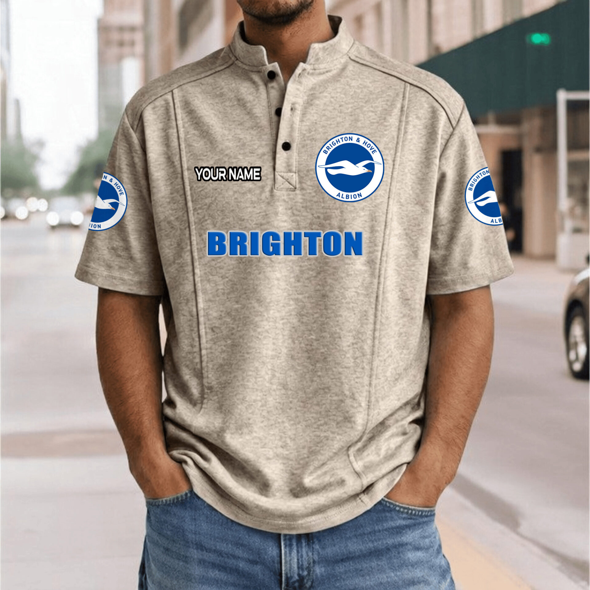 Brighton Hove Albion FC – Henley Polo Shirt Nieuwe Versie with Your Name Brighton Hove Albion FC – Henley Polo Shirt Nieuwe Versie with Your Name