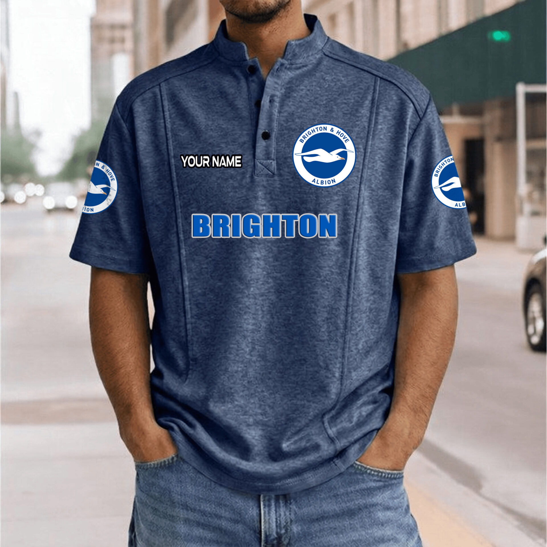 Brighton Hove Albion FC – Henley Polo Shirt Nieuwe Versie with Your Name Brighton Hove Albion FC – Henley Polo Shirt Nieuwe Versie with Your Name