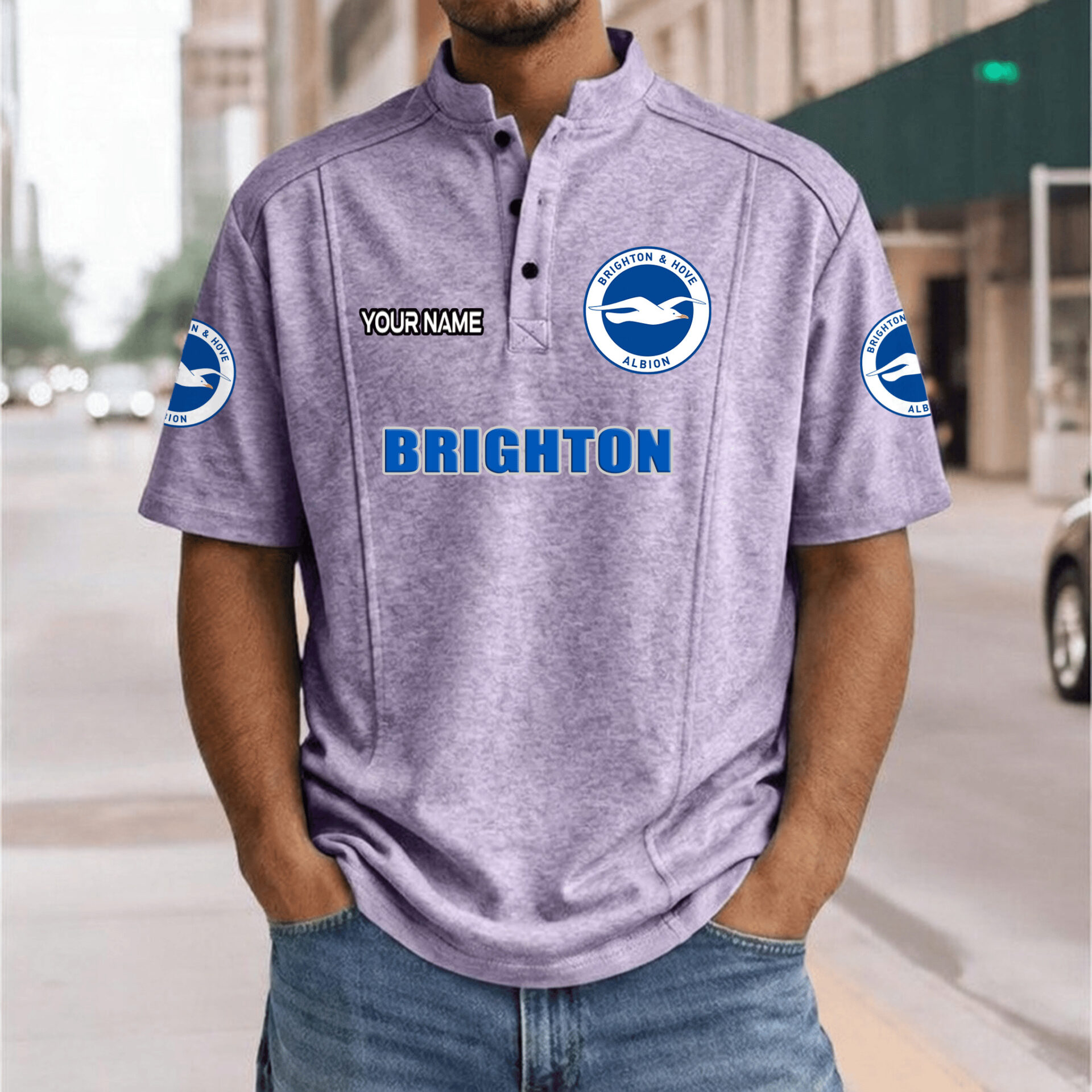 Brighton Hove Albion FC – Henley Polo Shirt Nieuwe Versie with Your Name Brighton Hove Albion FC – Henley Polo Shirt Nieuwe Versie with Your Name