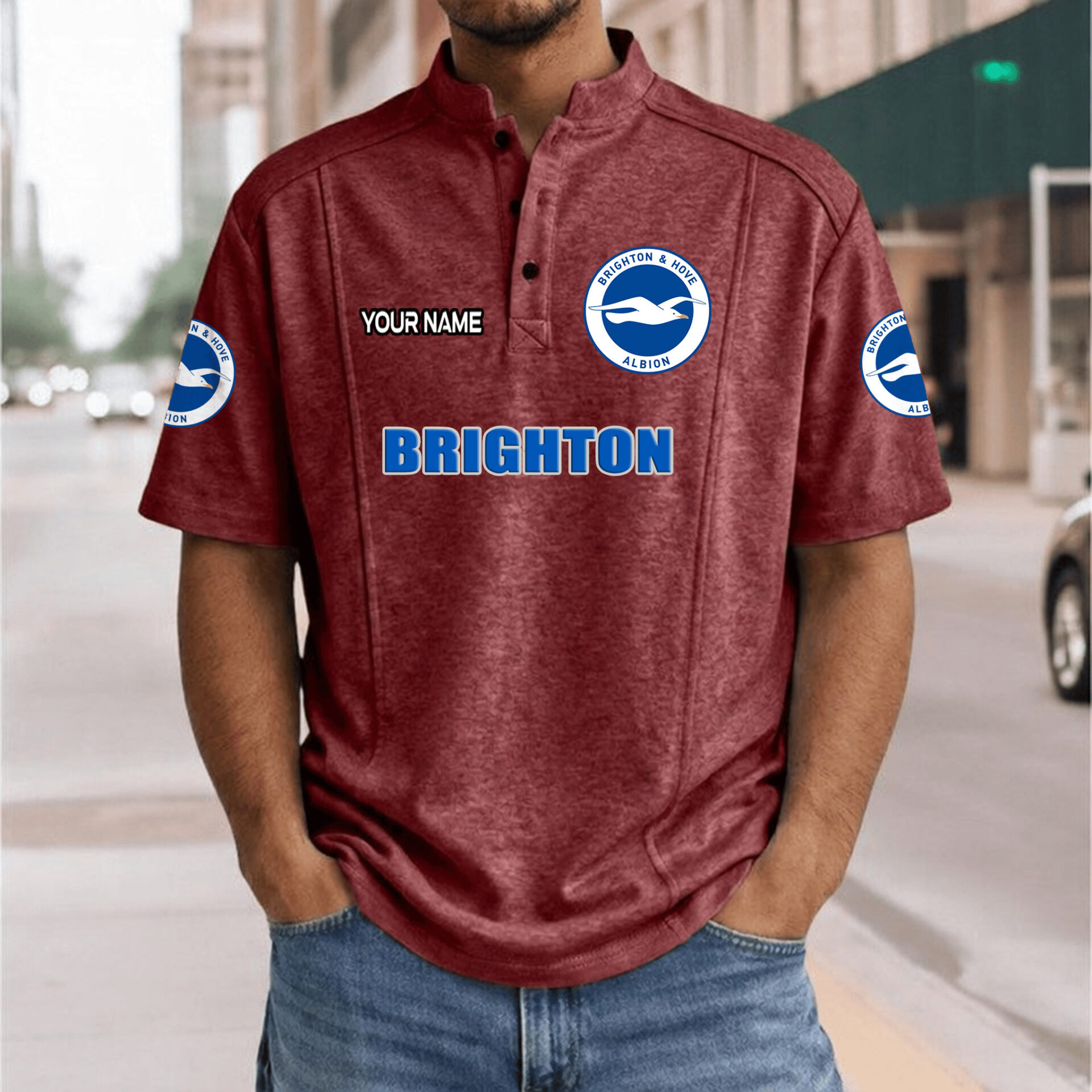 Brighton Hove Albion FC – Henley Polo Shirt Nieuwe Versie with Your Name Brighton Hove Albion FC – Henley Polo Shirt Nieuwe Versie with Your Name