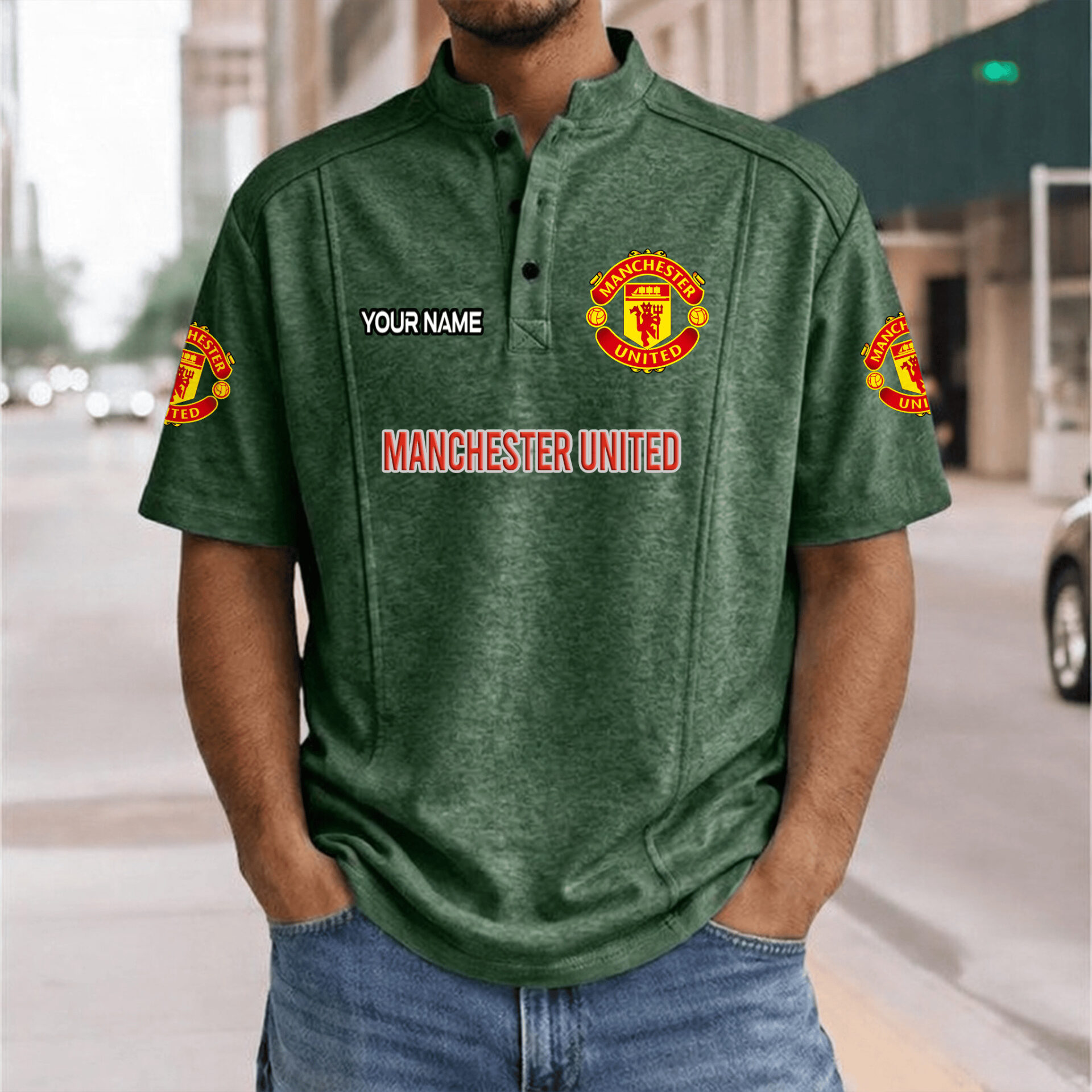 Manchester United – Henley Polo Shirt Nieuwe Versie with Your Name Manchester United – Henley Polo Shirt Nieuwe Versie with Your Name