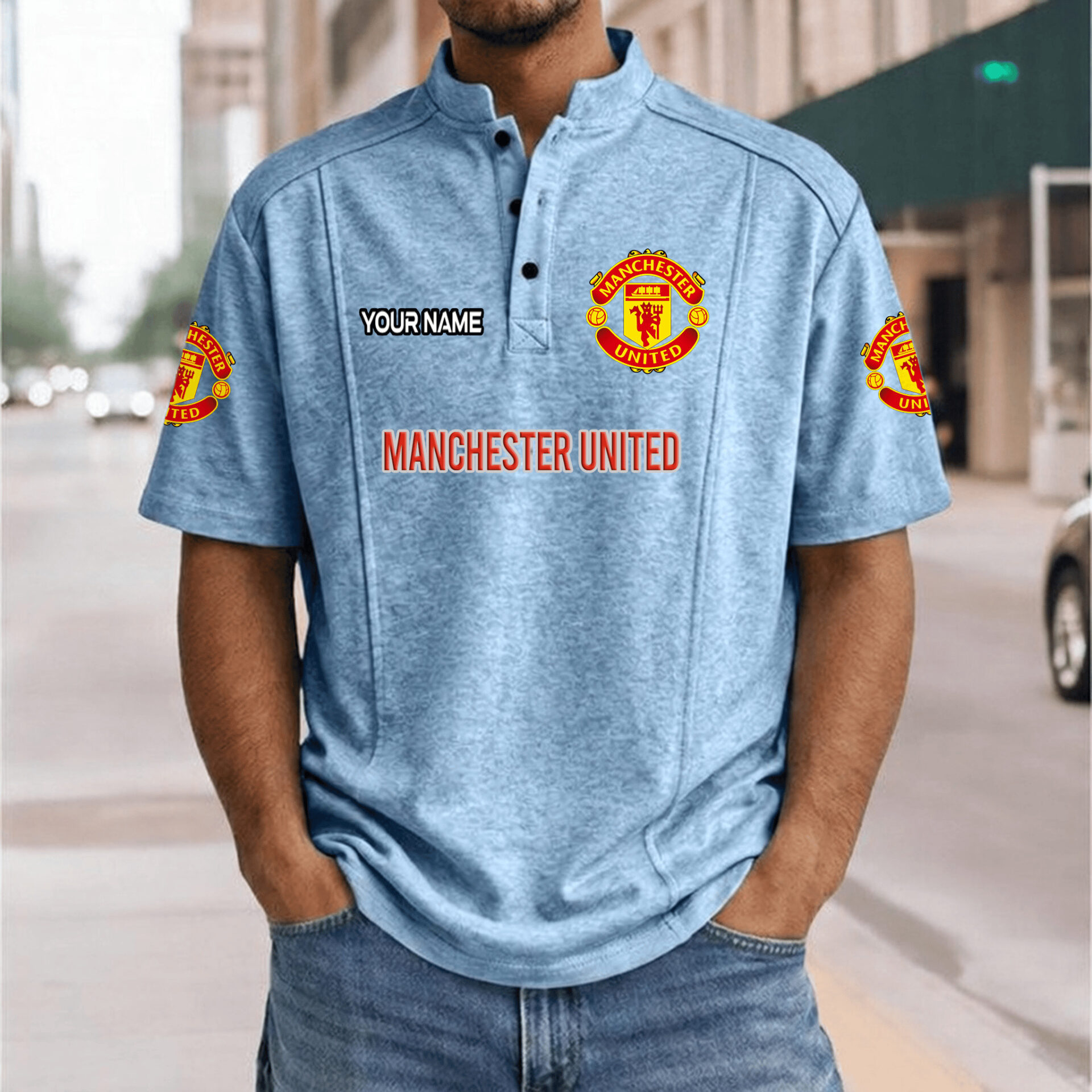 Manchester United – Henley Polo Shirt Nieuwe Versie with Your Name Manchester United – Henley Polo Shirt Nieuwe Versie with Your Name