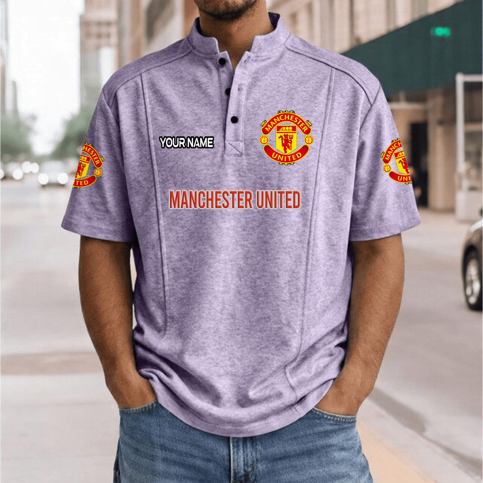 Manchester United – Henley Polo Shirt Nieuwe Versie with Your Name Manchester United – Henley Polo Shirt Nieuwe Versie with Your Name