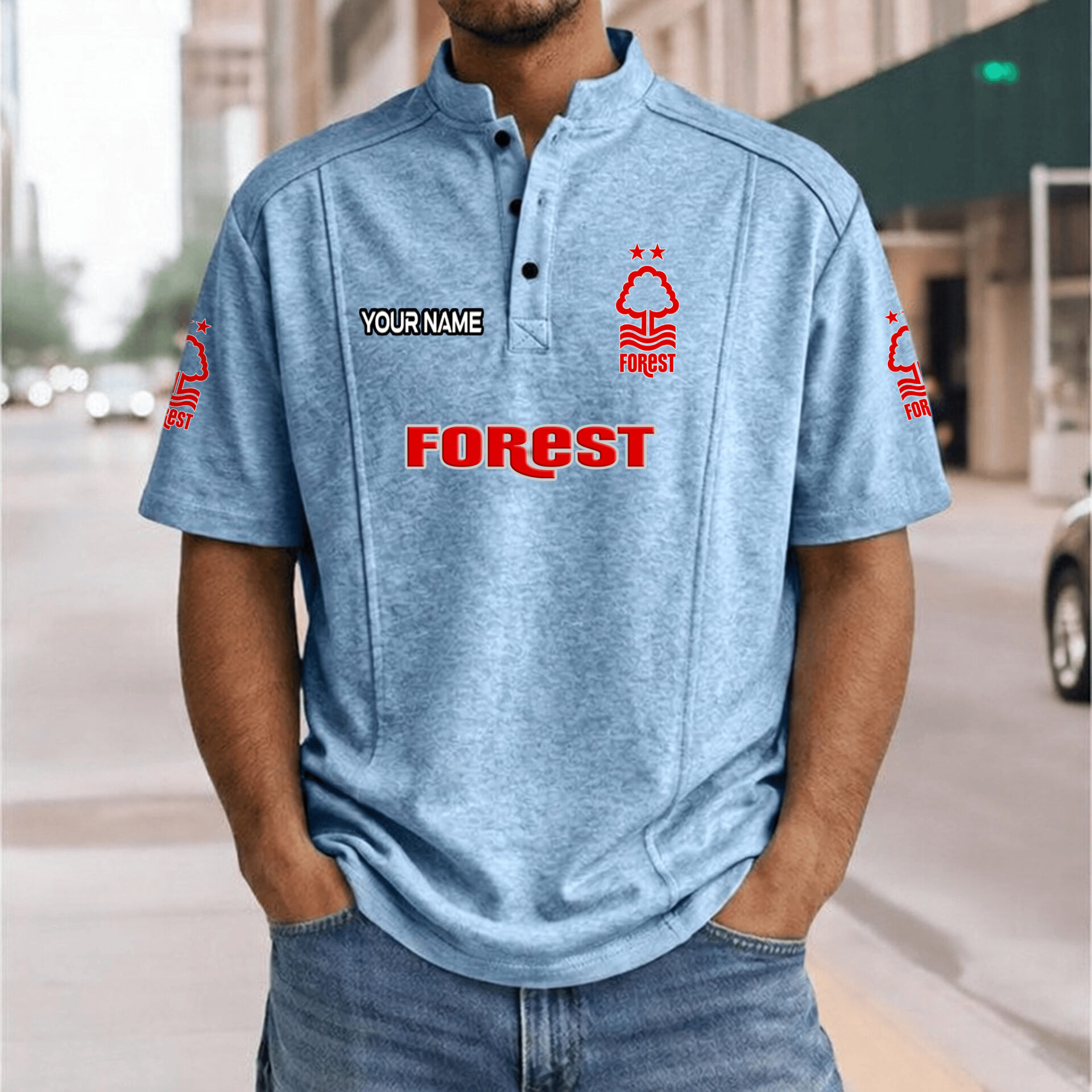 Nottingham Forest FC – Henley Polo Shirt Nieuwe Versie with Your Name Nottingham Forest FC – Henley Polo Shirt Nieuwe Versie with Your Name