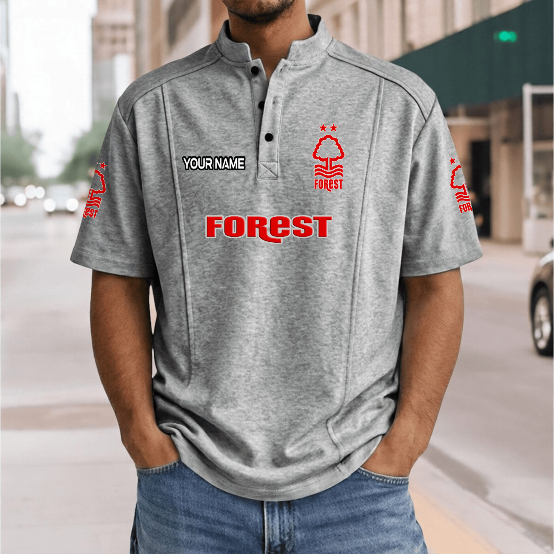 Nottingham Forest FC – Henley Polo Shirt Nieuwe Versie with Your Name Nottingham Forest FC – Henley Polo Shirt Nieuwe Versie with Your Name