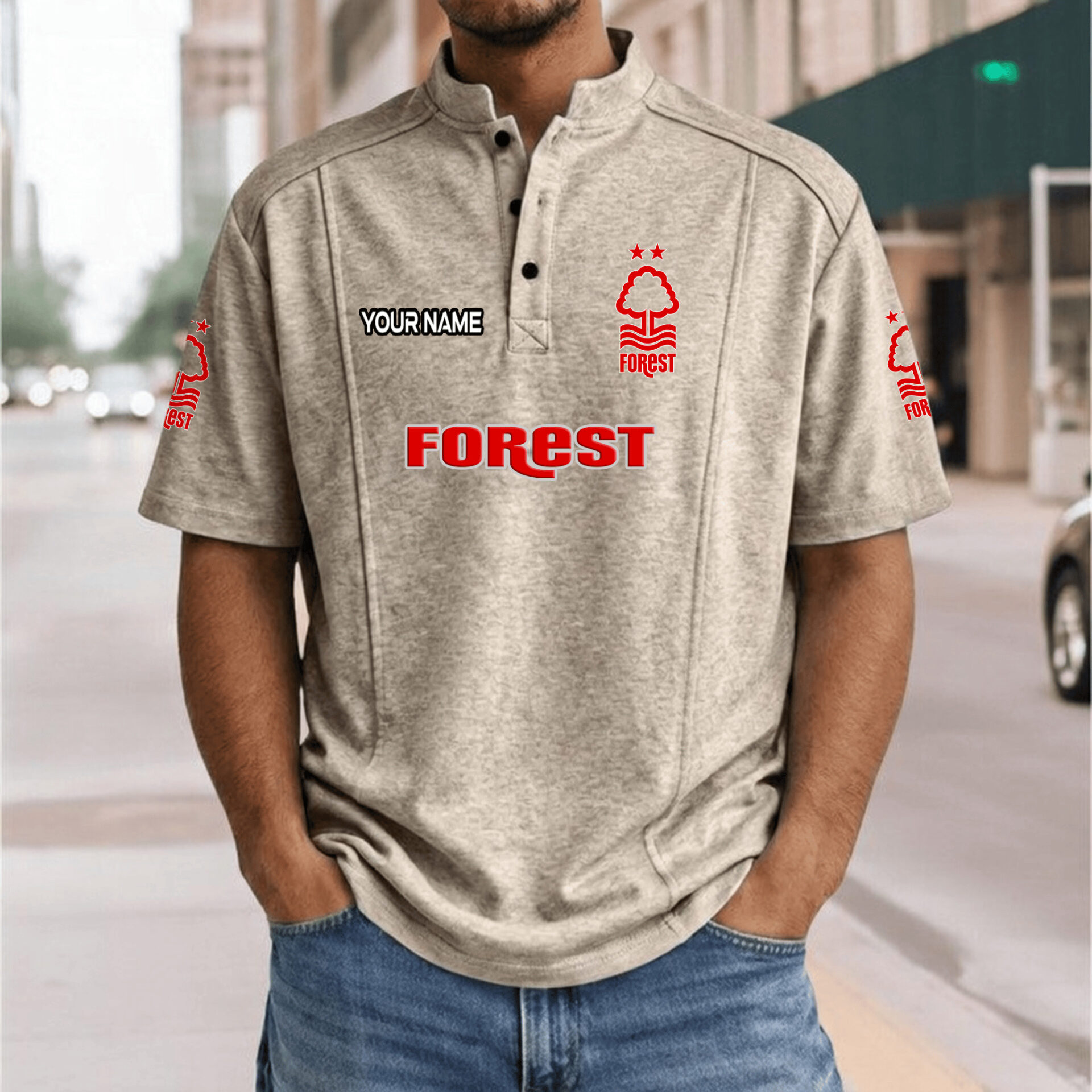 Nottingham Forest FC – Henley Polo Shirt Nieuwe Versie with Your Name Nottingham Forest FC – Henley Polo Shirt Nieuwe Versie with Your Name