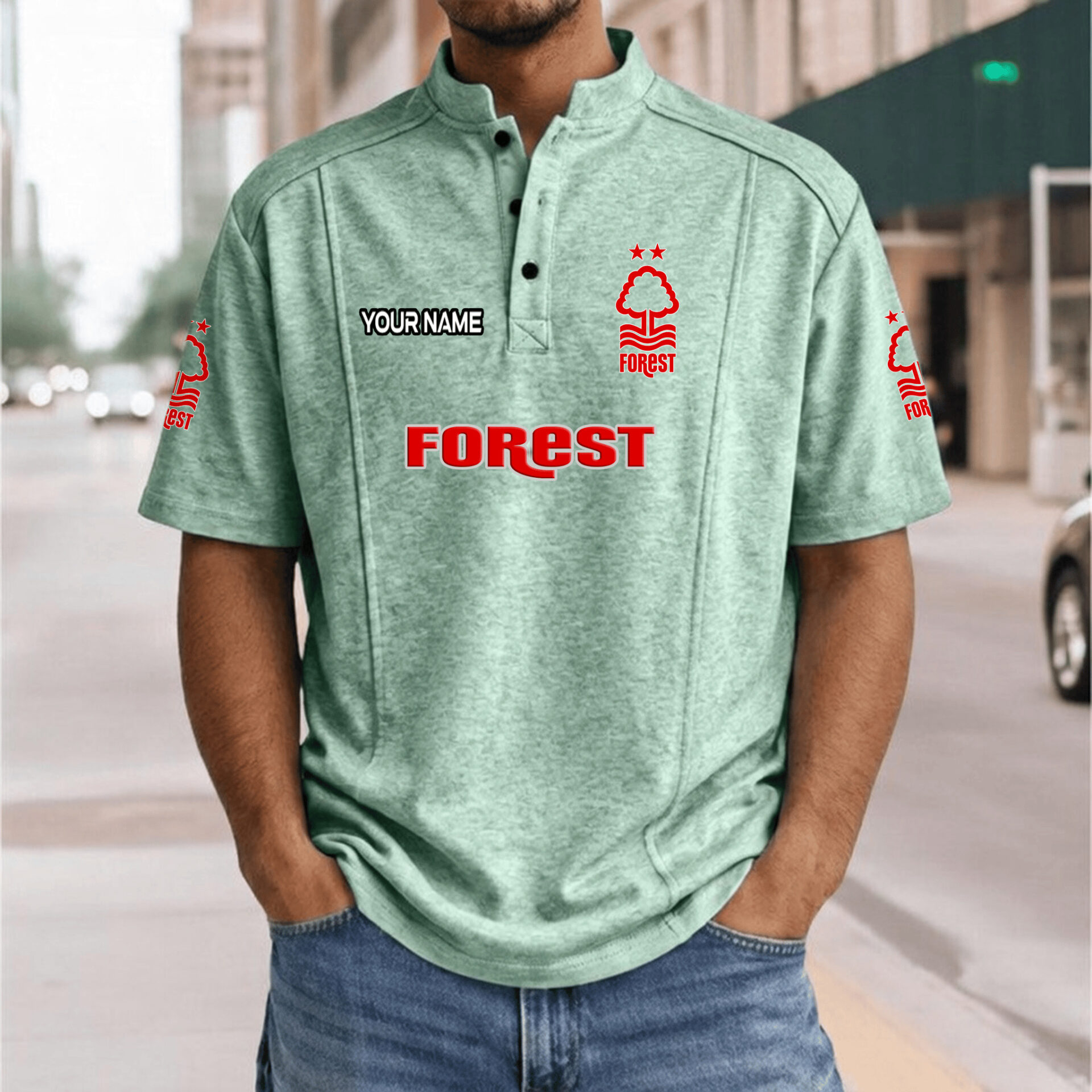 Nottingham Forest FC – Henley Polo Shirt Nieuwe Versie with Your Name Nottingham Forest FC – Henley Polo Shirt Nieuwe Versie with Your Name