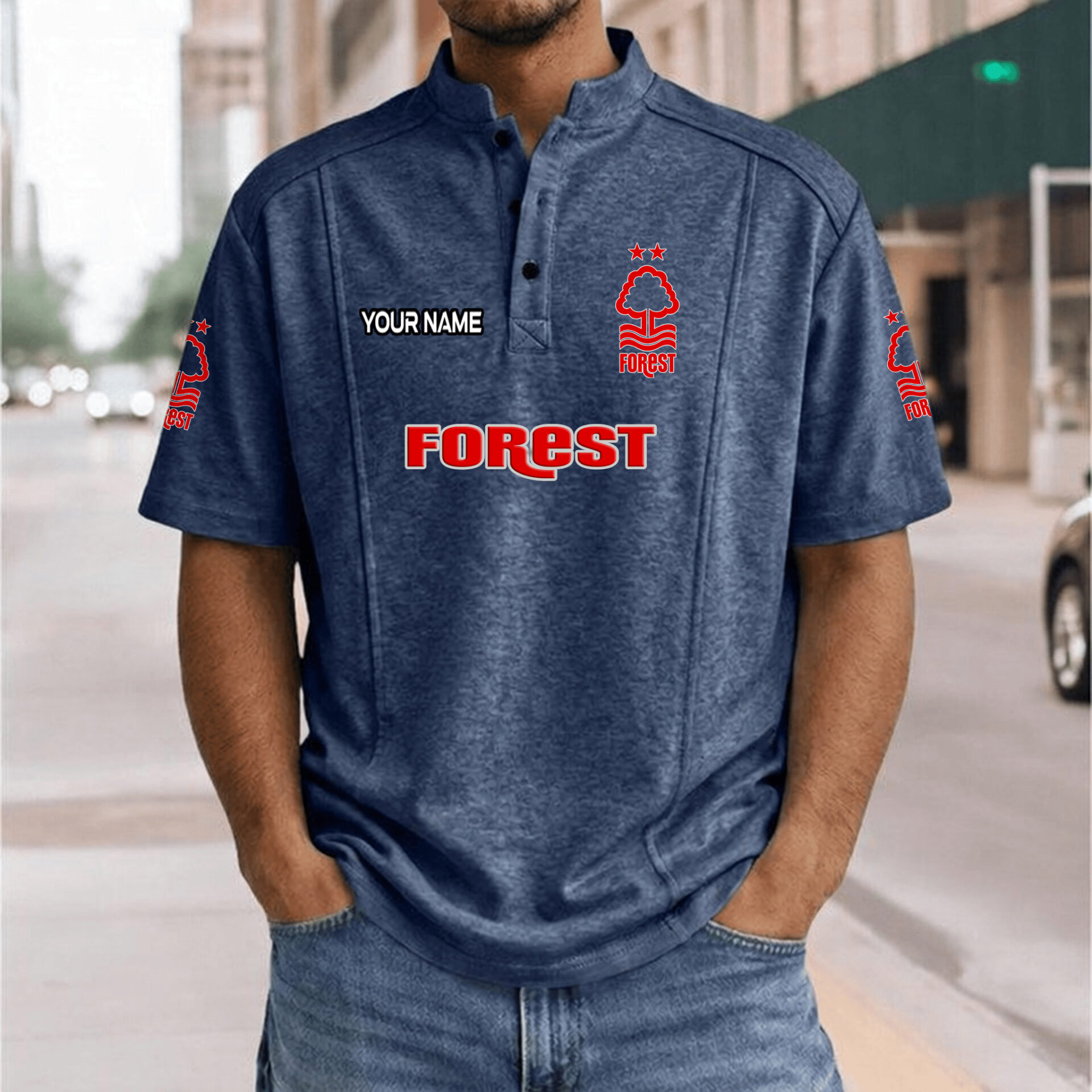 Nottingham Forest FC – Henley Polo Shirt Nieuwe Versie with Your Name Nottingham Forest FC – Henley Polo Shirt Nieuwe Versie with Your Name