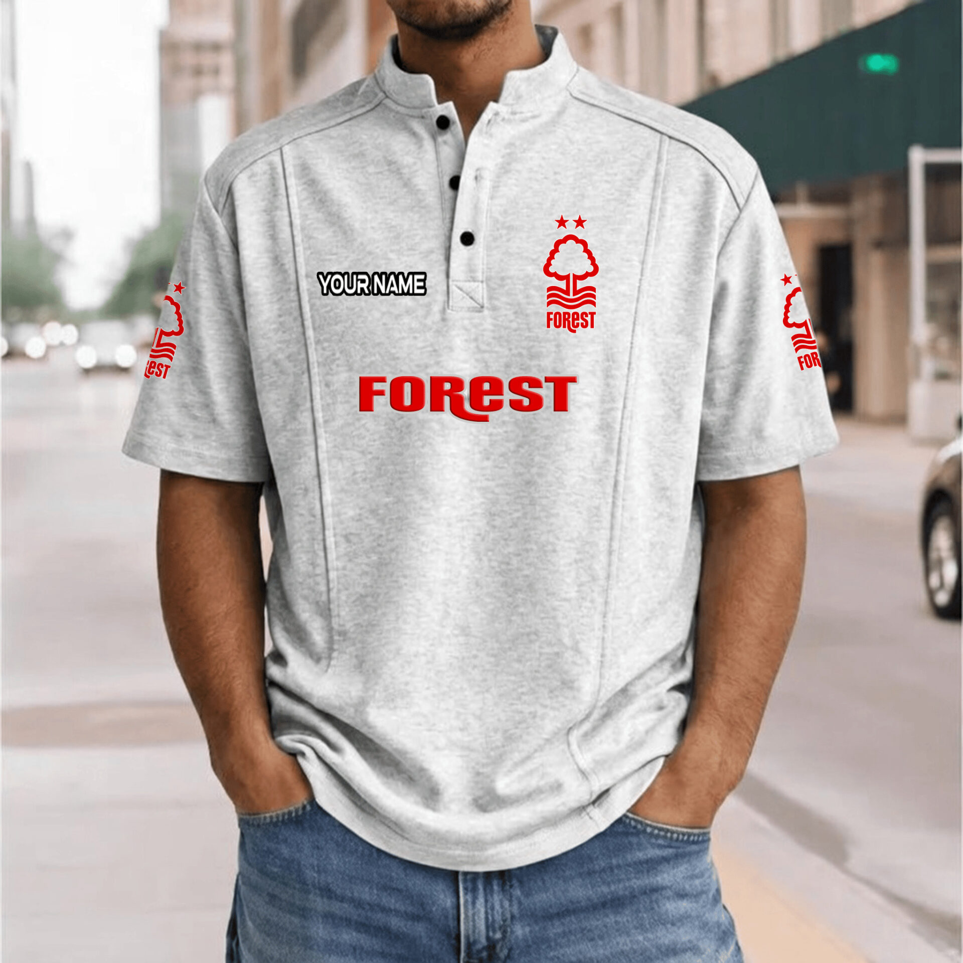 Nottingham Forest FC – Henley Polo Shirt Nieuwe Versie with Your Name Nottingham Forest FC – Henley Polo Shirt Nieuwe Versie with Your Name