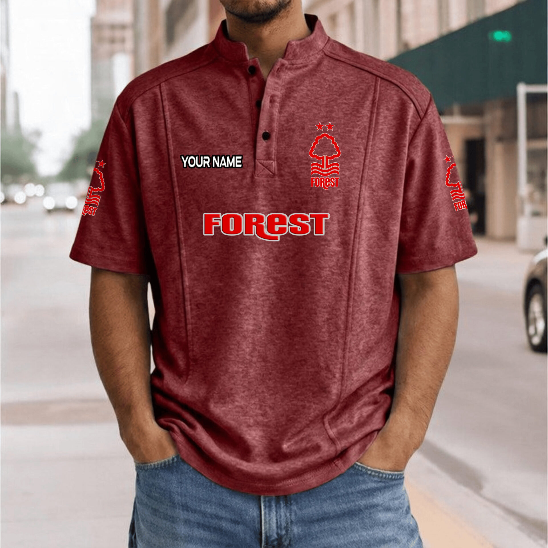 Nottingham Forest FC – Henley Polo Shirt Nieuwe Versie with Your Name Nottingham Forest FC – Henley Polo Shirt Nieuwe Versie with Your Name