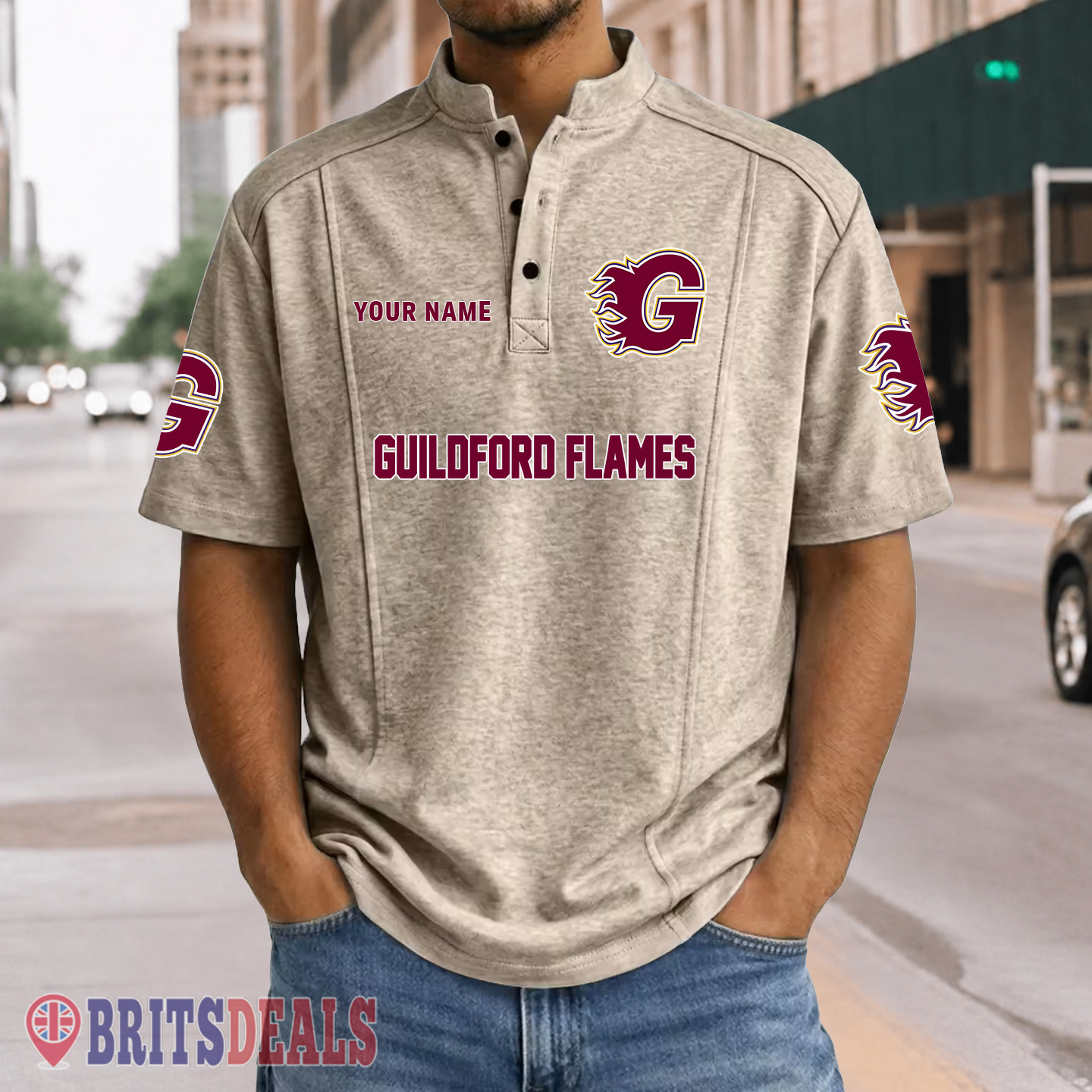 Guildford Flames – Henley Polo Shirt Special Edition with Your Name Guildford Flames – Henley Polo Shirt Special Edition with Your Name