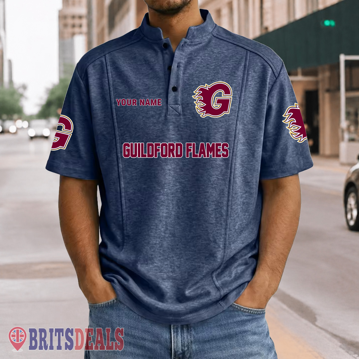 Guildford Flames – Henley Polo Shirt Special Edition with Your Name Guildford Flames – Henley Polo Shirt Special Edition with Your Name