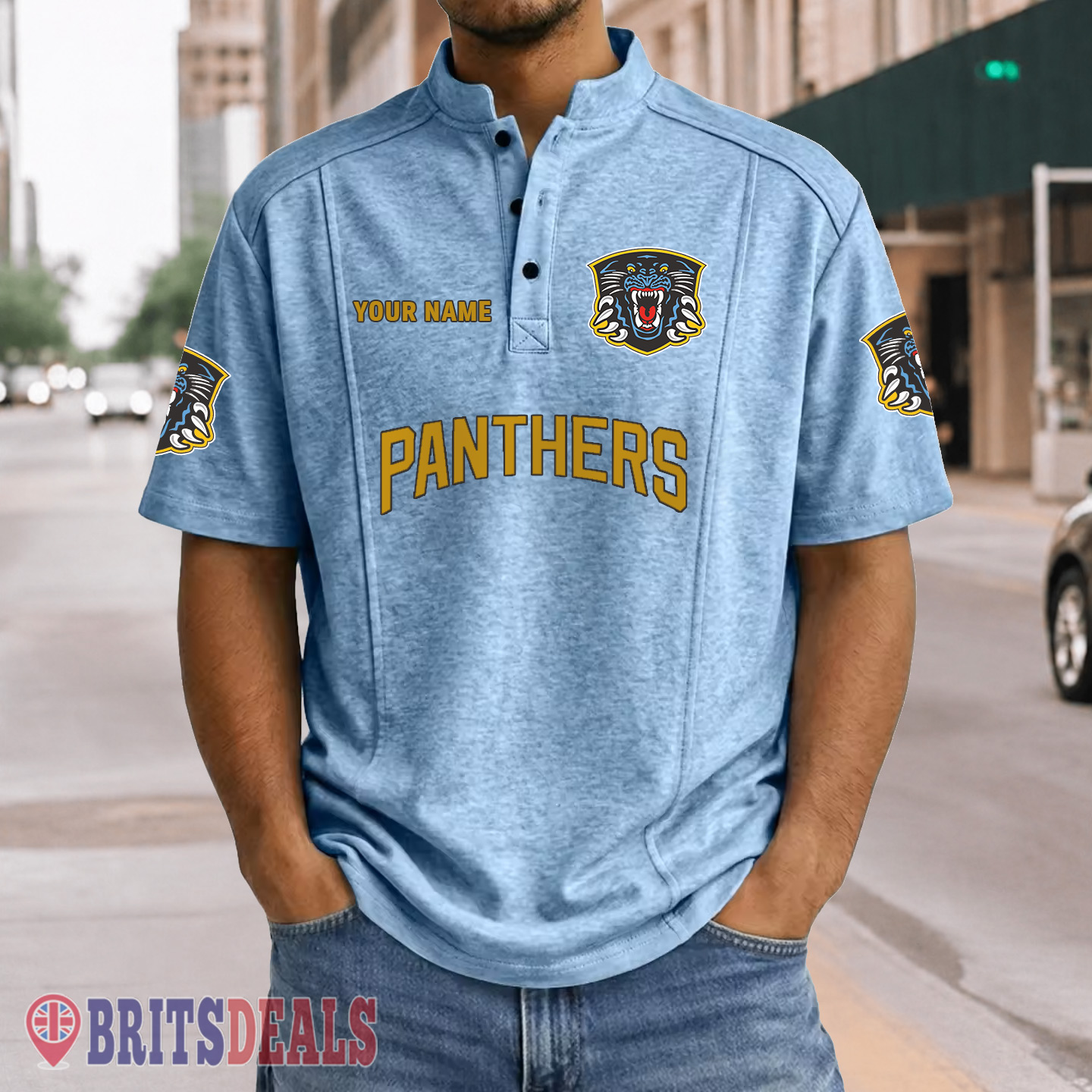 Nottingham Panthers – Henley Polo Shirt Special Edition with Your Name Nottingham Panthers – Henley Polo Shirt Special Edition with Your Name