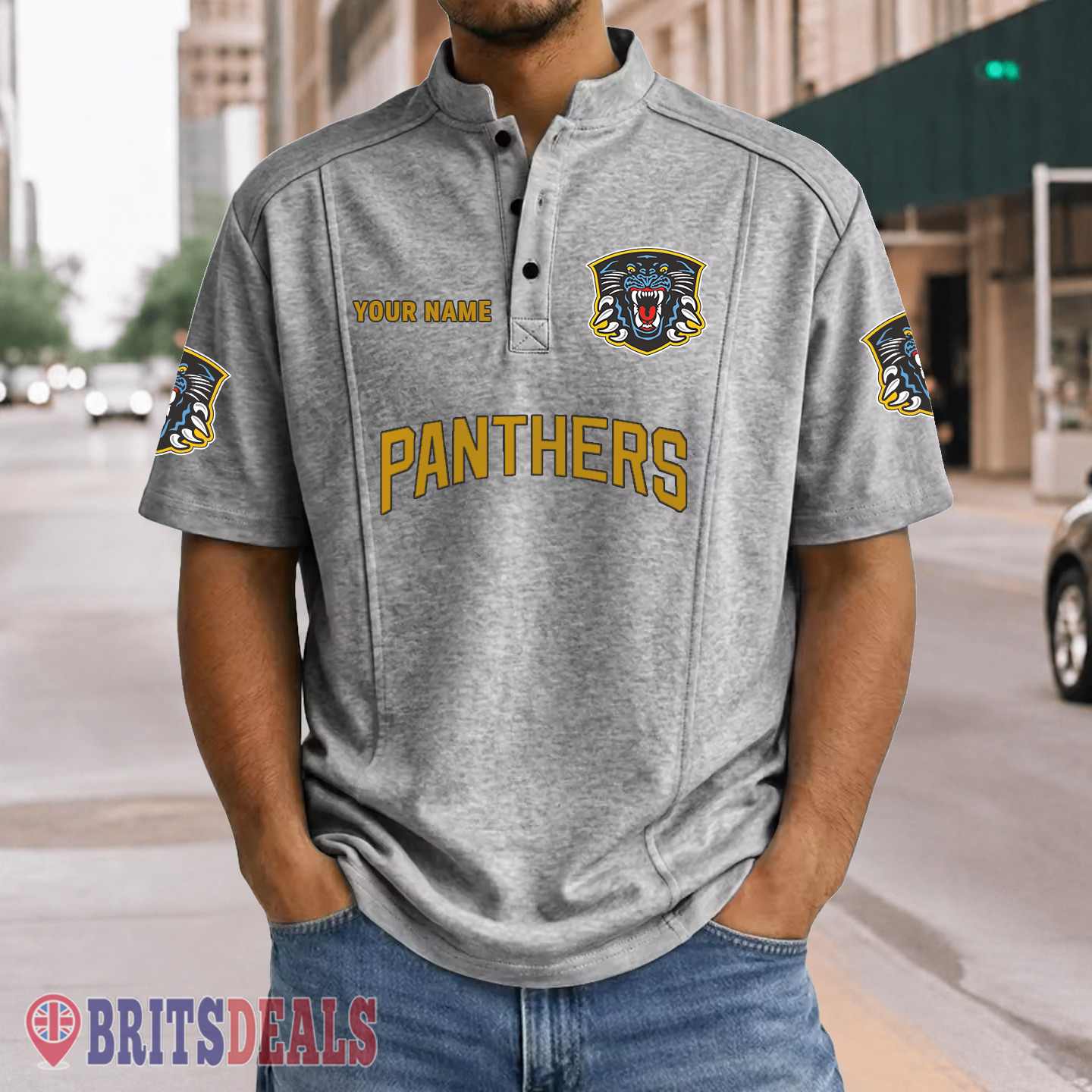 Nottingham Panthers – Henley Polo Shirt Special Edition with Your Name Nottingham Panthers – Henley Polo Shirt Special Edition with Your Name