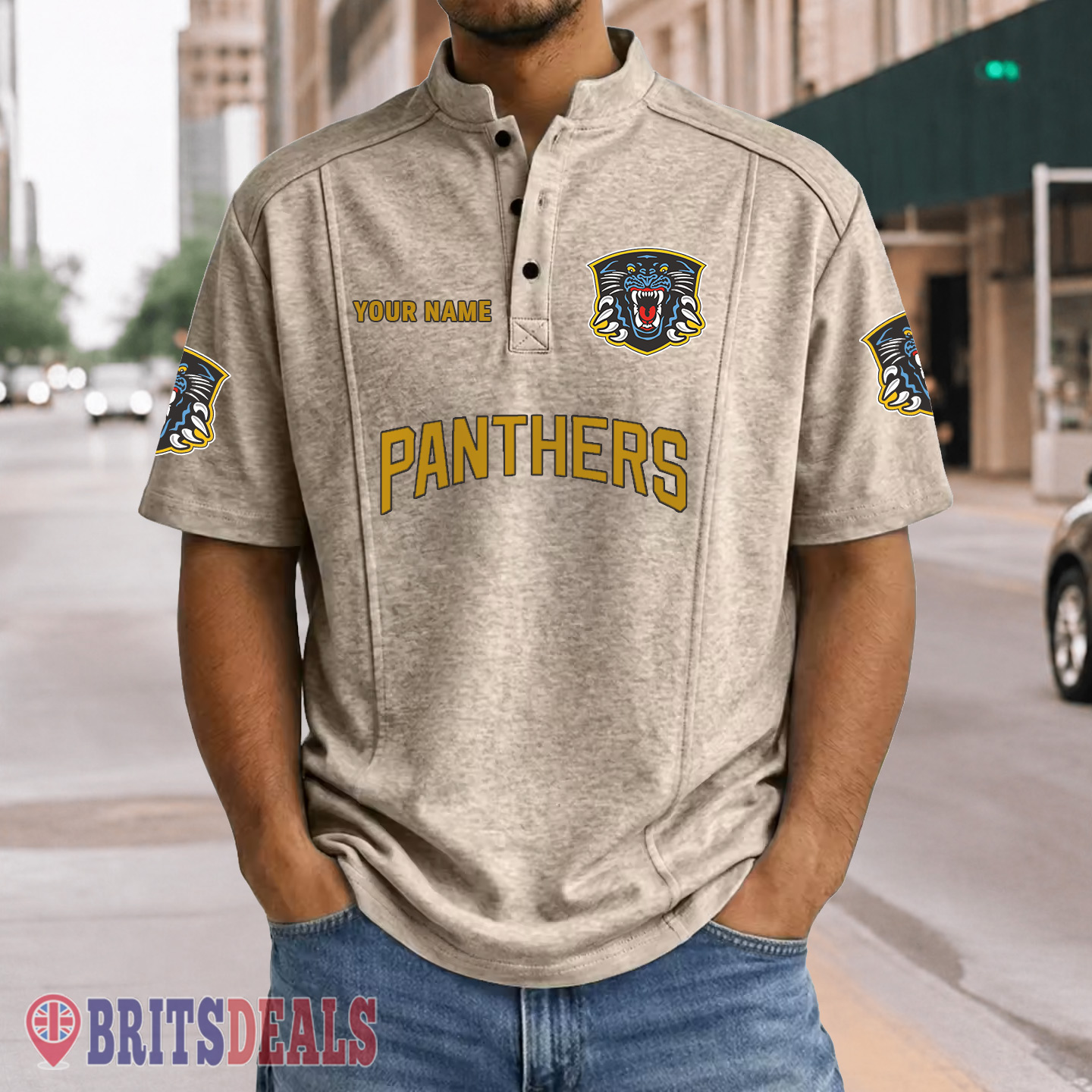 Nottingham Panthers – Henley Polo Shirt Special Edition with Your Name Nottingham Panthers – Henley Polo Shirt Special Edition with Your Name