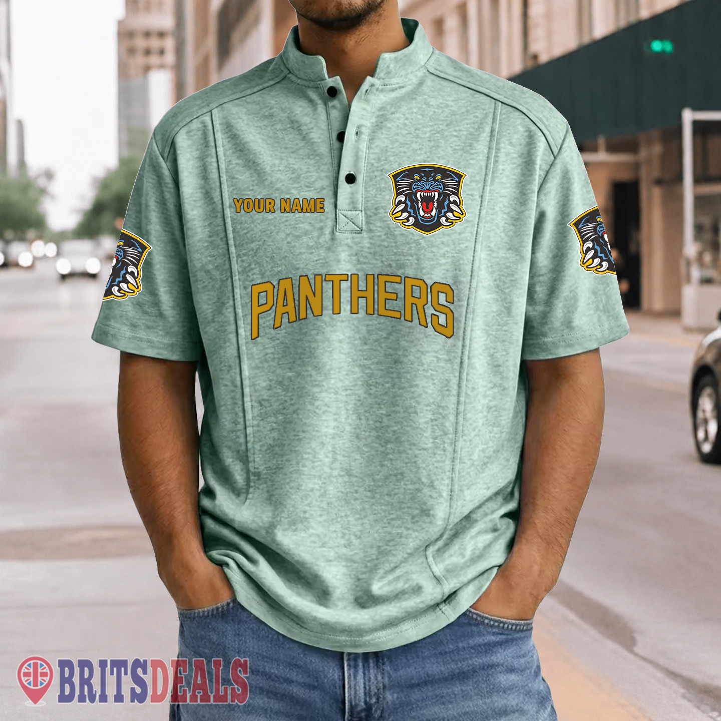 Nottingham Panthers – Henley Polo Shirt Special Edition with Your Name Nottingham Panthers – Henley Polo Shirt Special Edition with Your Name