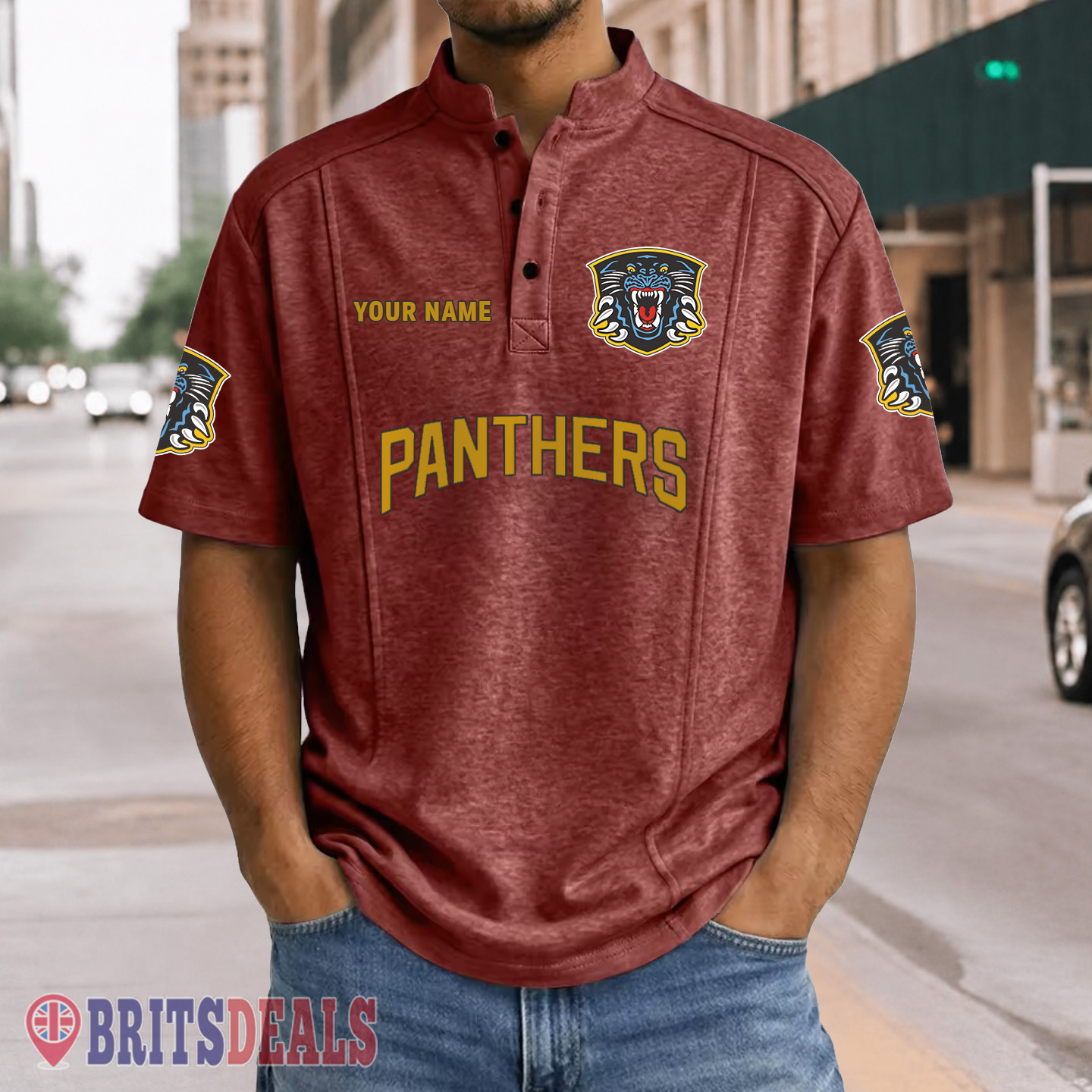Nottingham Panthers – Henley Polo Shirt Special Edition with Your Name Nottingham Panthers – Henley Polo Shirt Special Edition with Your Name