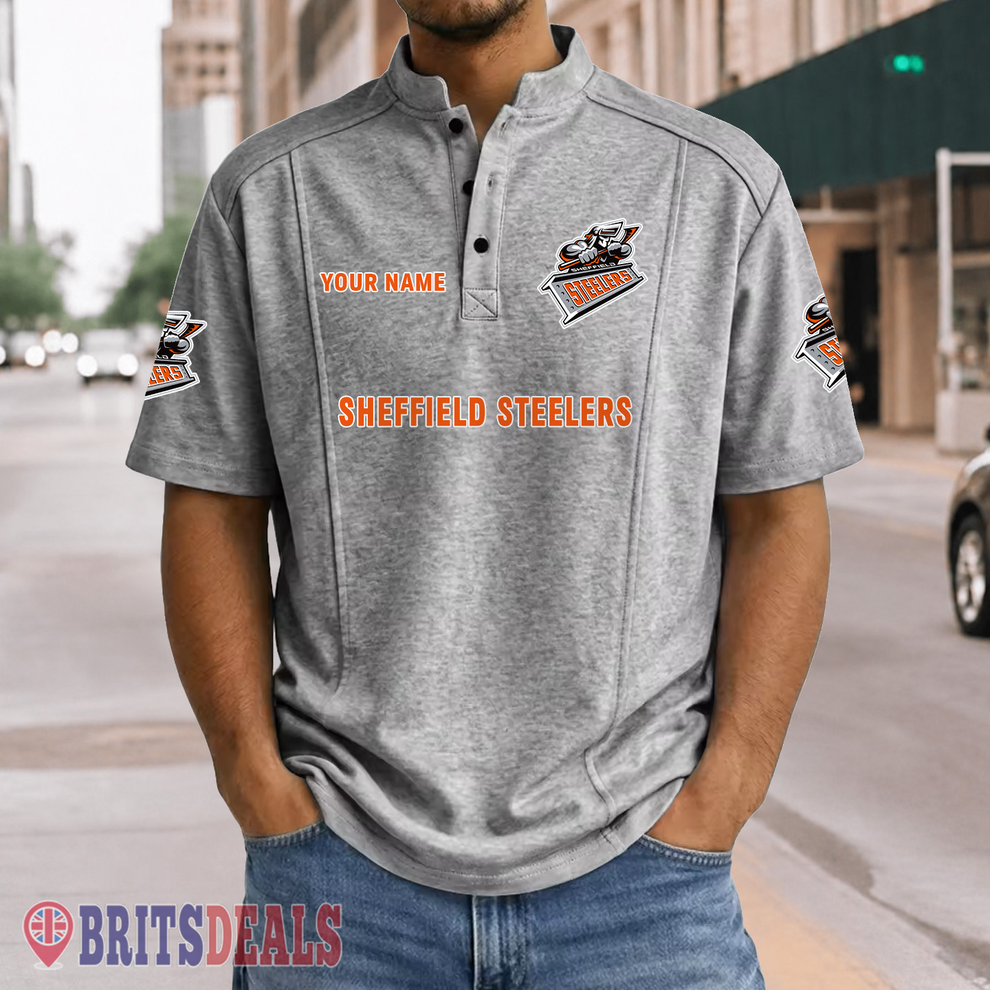 Sheffield Steelers – Henley Polo Shirt Special Edition with Your Name Sheffield Steelers – Henley Polo Shirt Special Edition with Your Name