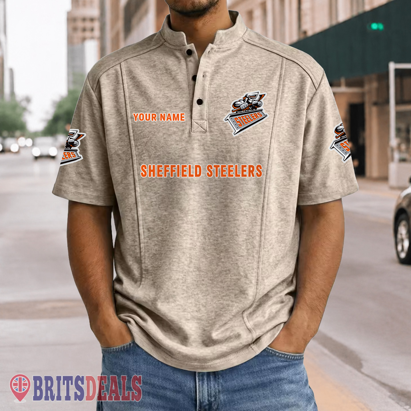 Sheffield Steelers – Henley Polo Shirt Special Edition with Your Name Sheffield Steelers – Henley Polo Shirt Special Edition with Your Name