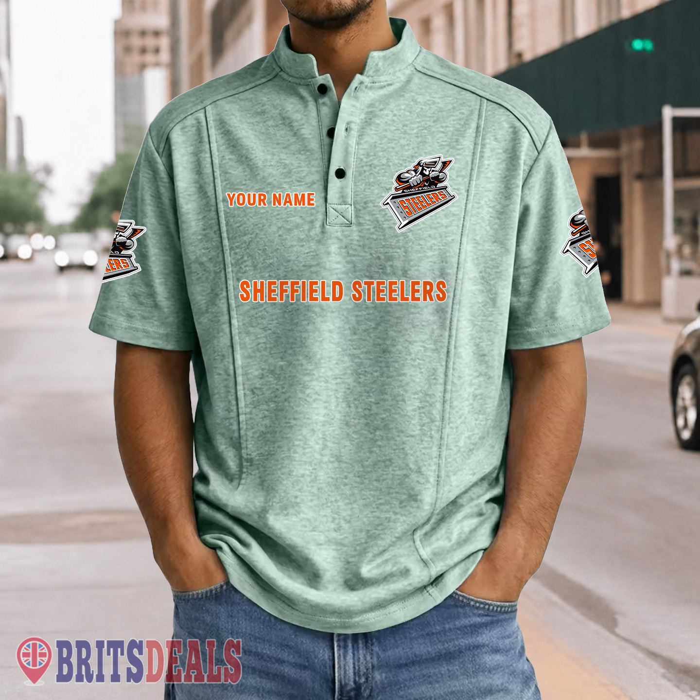 Sheffield Steelers – Henley Polo Shirt Special Edition with Your Name Sheffield Steelers – Henley Polo Shirt Special Edition with Your Name