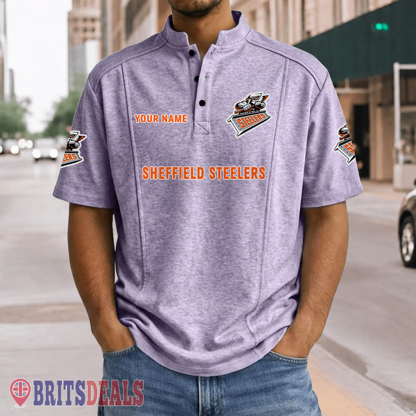 Sheffield Steelers – Henley Polo Shirt Special Edition with Your Name Sheffield Steelers – Henley Polo Shirt Special Edition with Your Name