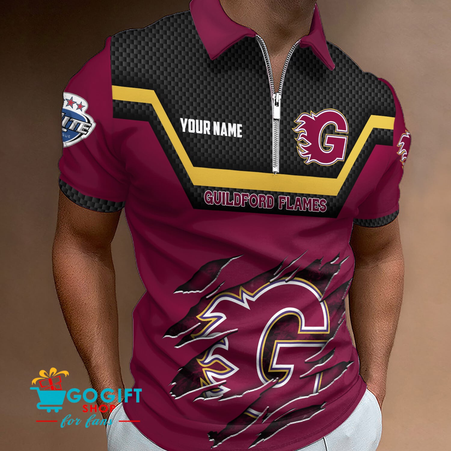 Guildford Flames – Zipper Polo Shirt Special Edition With Your Name Guildford Flames – Zipper Polo Shirt Special Edition With Your Name